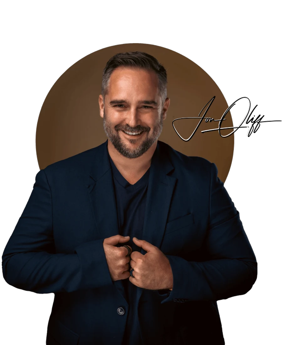Jon Oliff, smiling, with his signature