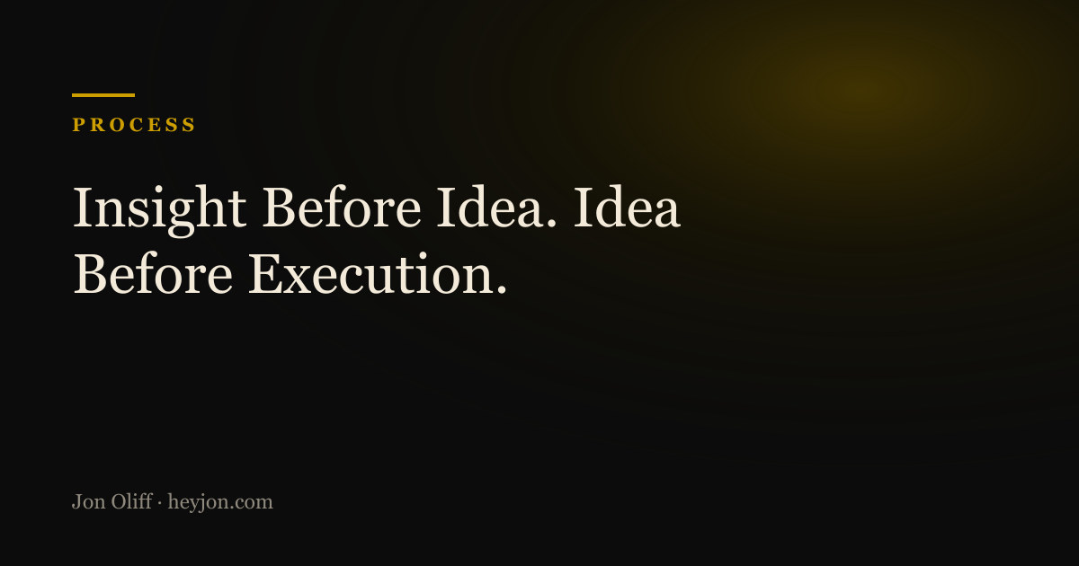 Insight Before Idea. Idea Before Execution. - a HeyJon Perspective by Jon Oliff
