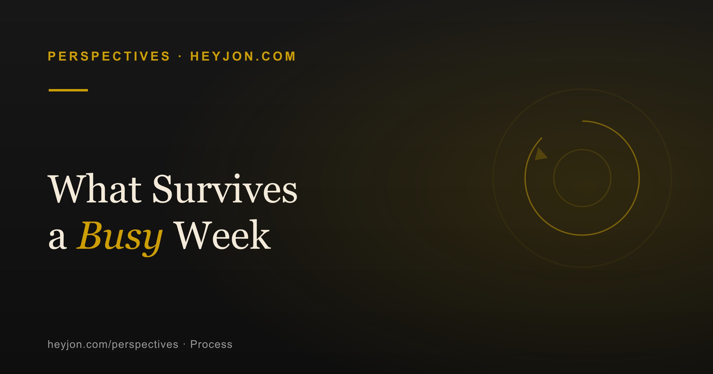 What Survives a Busy Week — a HeyJon Perspective by Jon Oliff