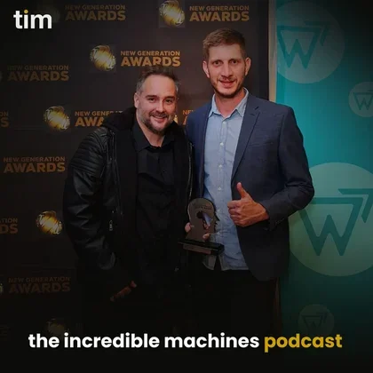 Jon Oliff behind the microphone in The Incredible Machines podcast studio